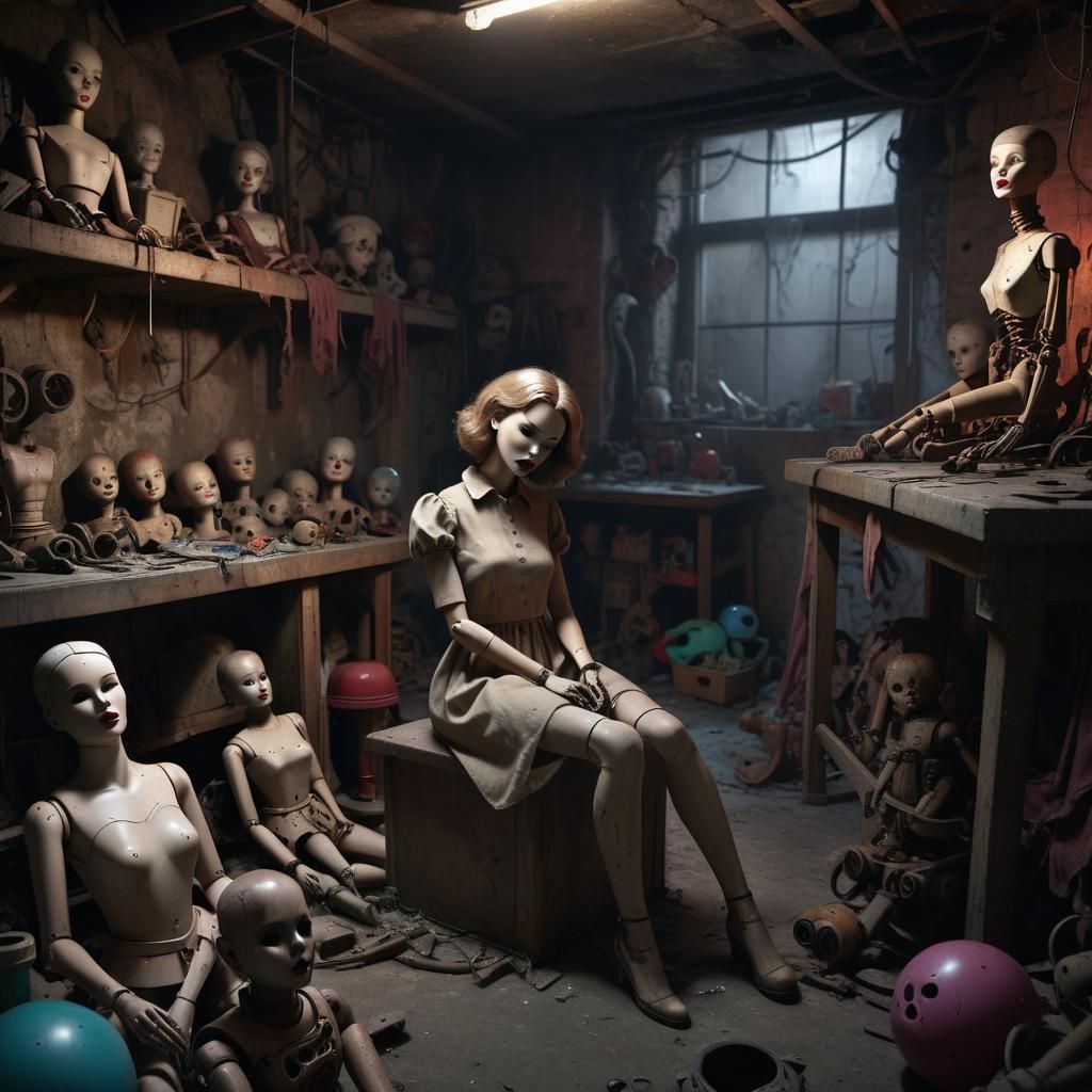 Creepy Abandoned Basement with Mannequins