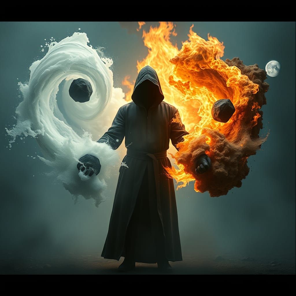 Cinematic Hooded Figure Bending Elements