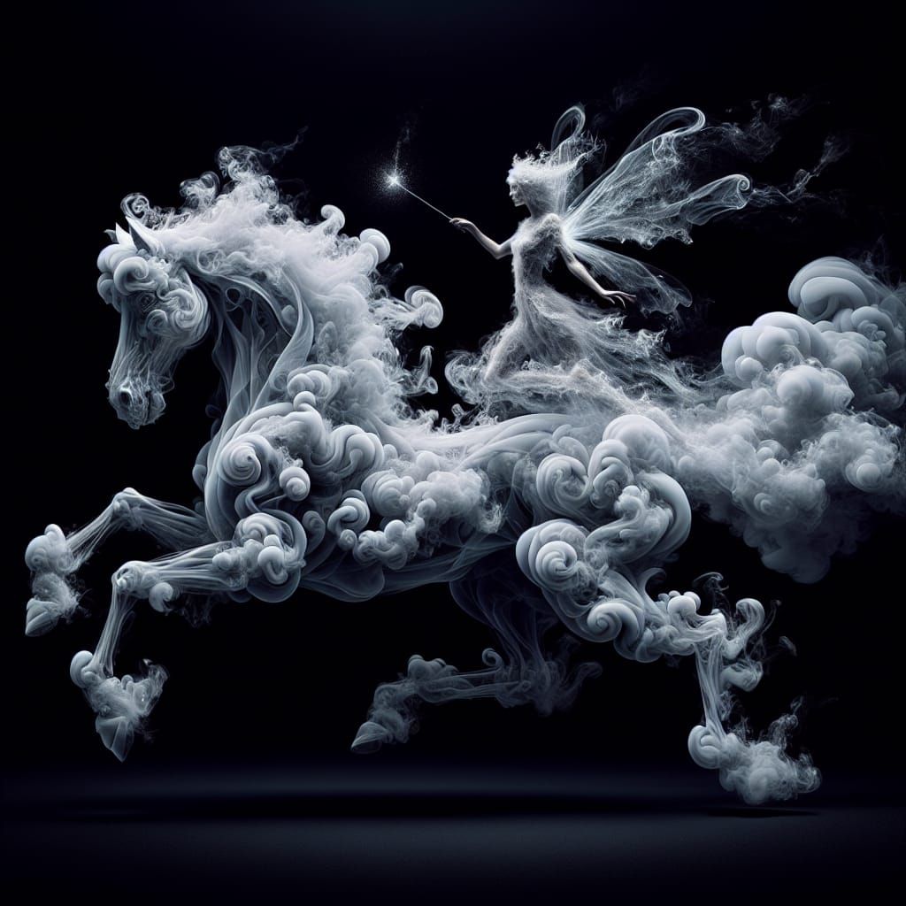 Ethereal Smoke Fairy Riding Sublime Equine