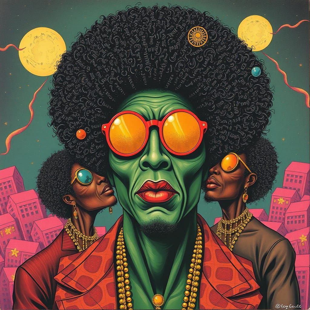 Afro-Surrealist Funkadelic Art Example