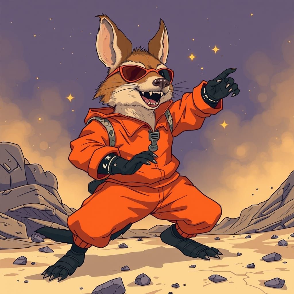 Anime Aardvark in Dynamic, Stylized Attire