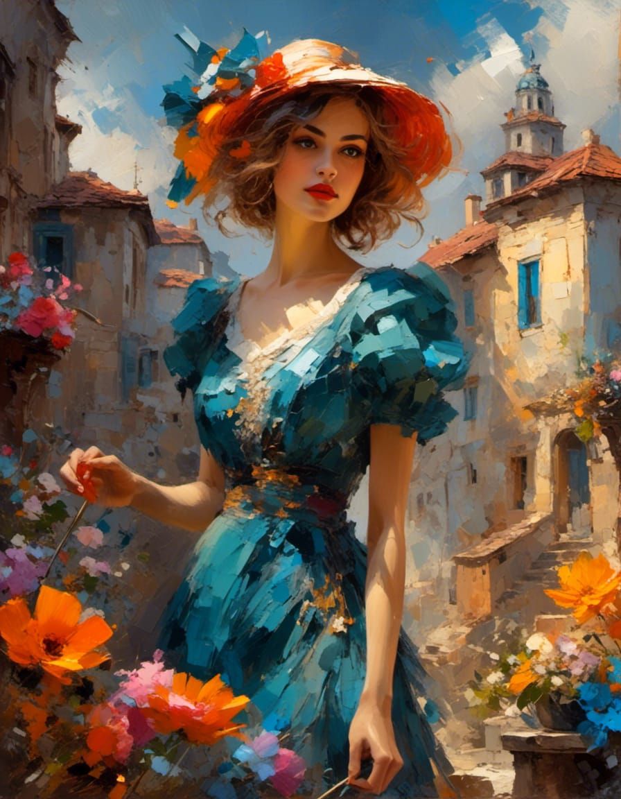 1920s Girl in Impasto Style by Scott Naismith