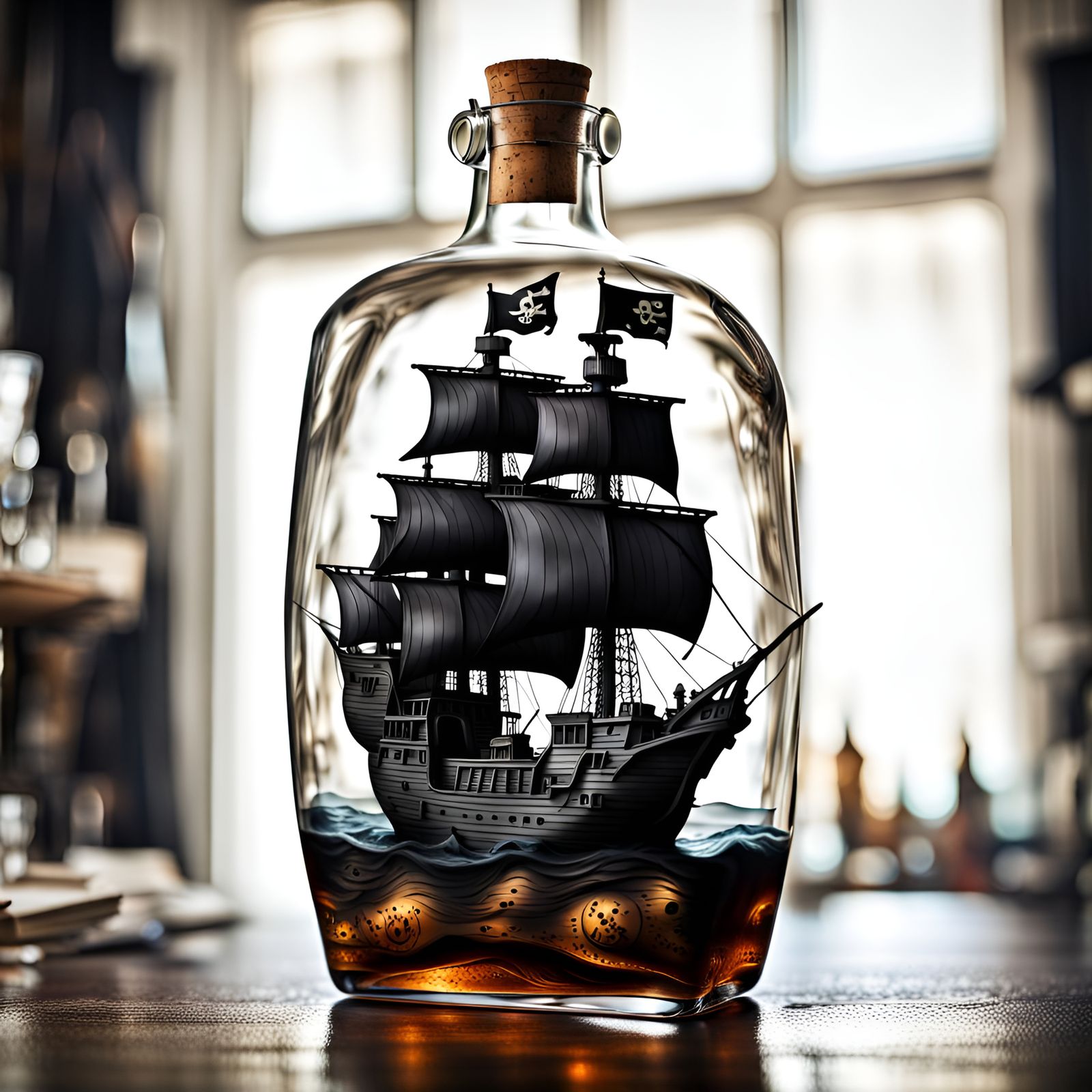 A Black Pirate Ship Inside An Old Rum Bottle (Continued)