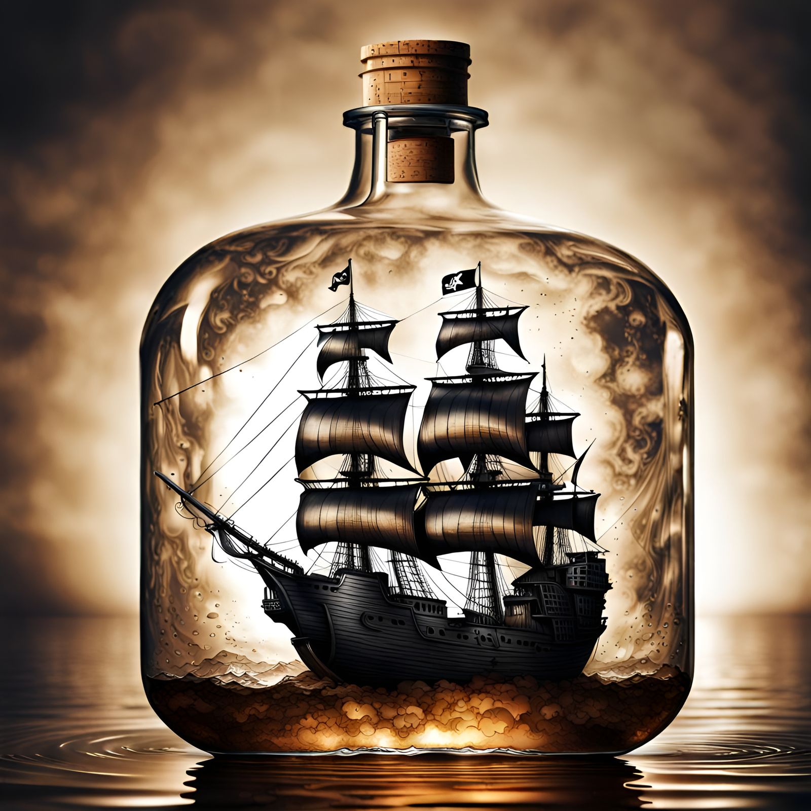 A Black Pirate Ship Inside An Old Rum Bottle (Continued)