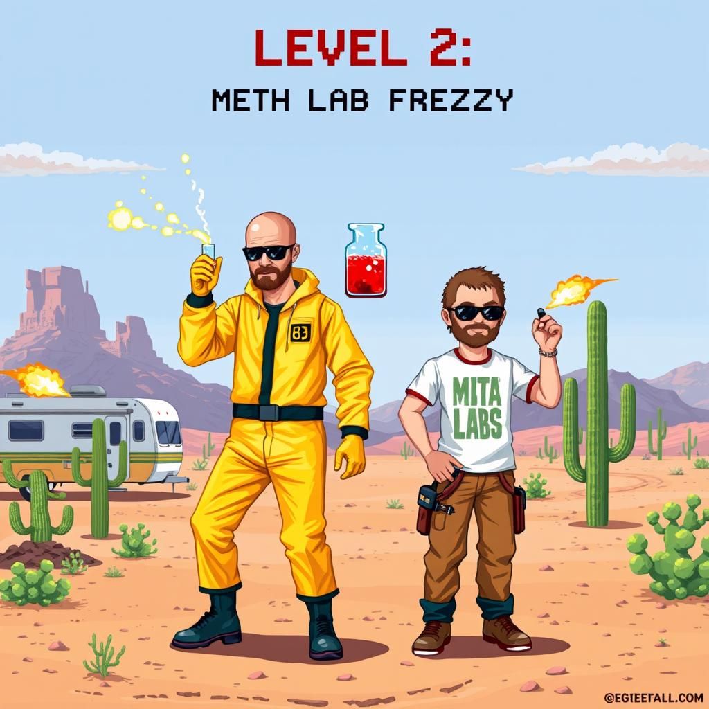 Breaking Bad 8-Bit Pixel Art: Meth Lab Frenzy