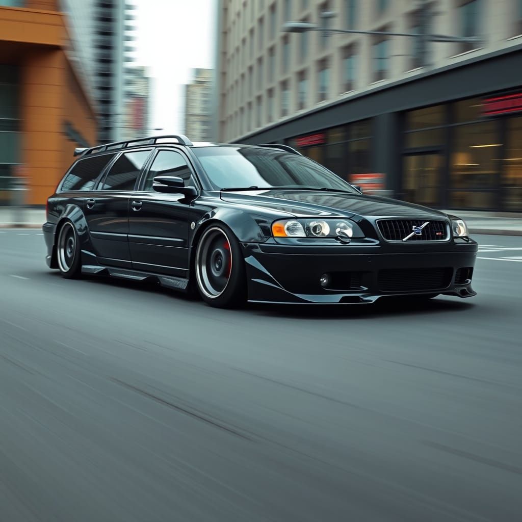 Tuned 2004 Volvo V70R Races Through City Streets