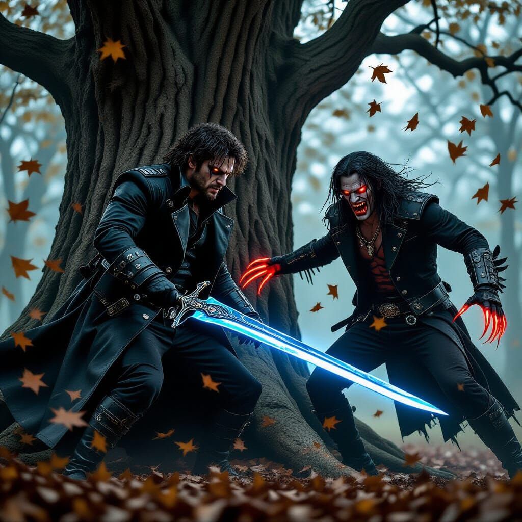 Dark Fantasy Riverbank Fight Inspired by Giger and Beksiński