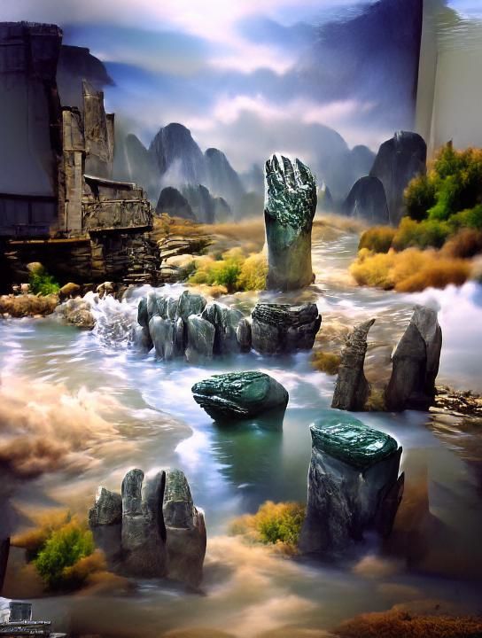 Stone Hand Emerges: Fantasy Matte Painting