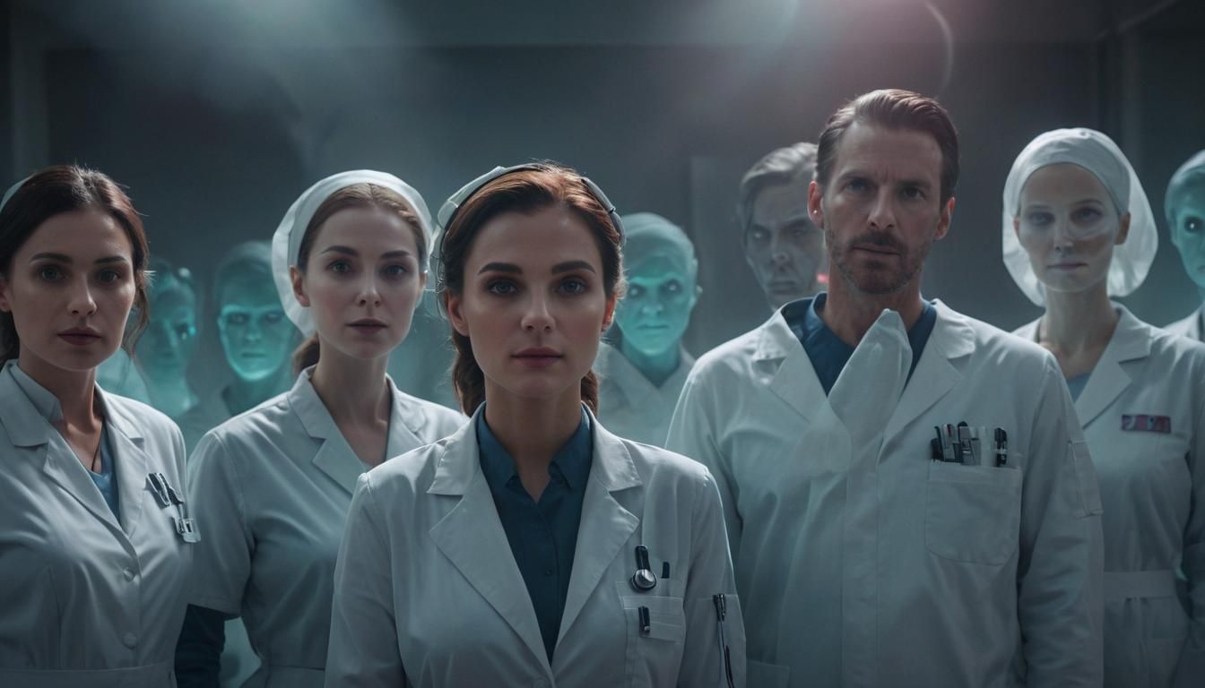 Eerie 23rd Century Doctors with Ghostly Reflections