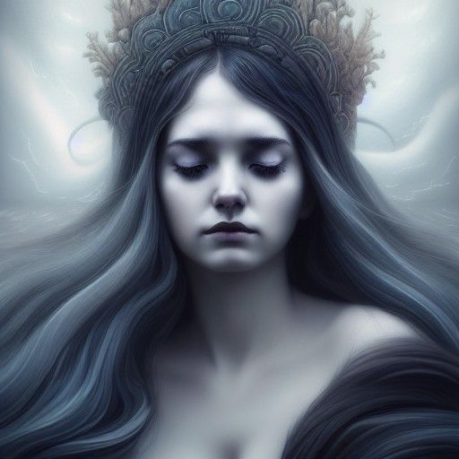 Goddess of Grief in Storm, Matte Painting