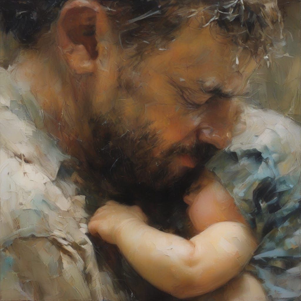 Father Cuddles His Adorable Toddler in a Heartwarming Moment