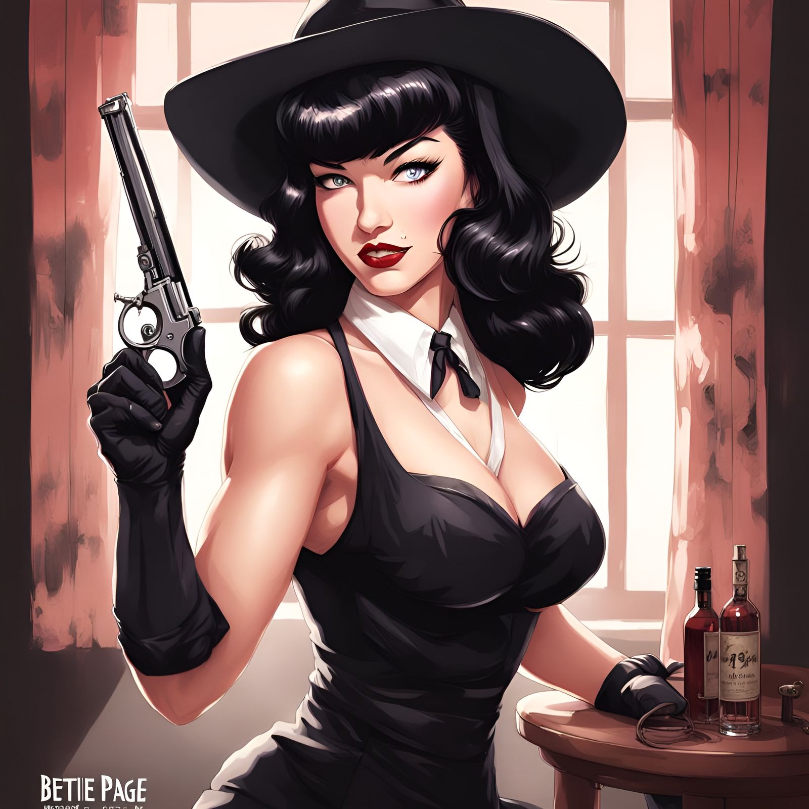 Bettie Page as Anime-Style Gangster's Moll