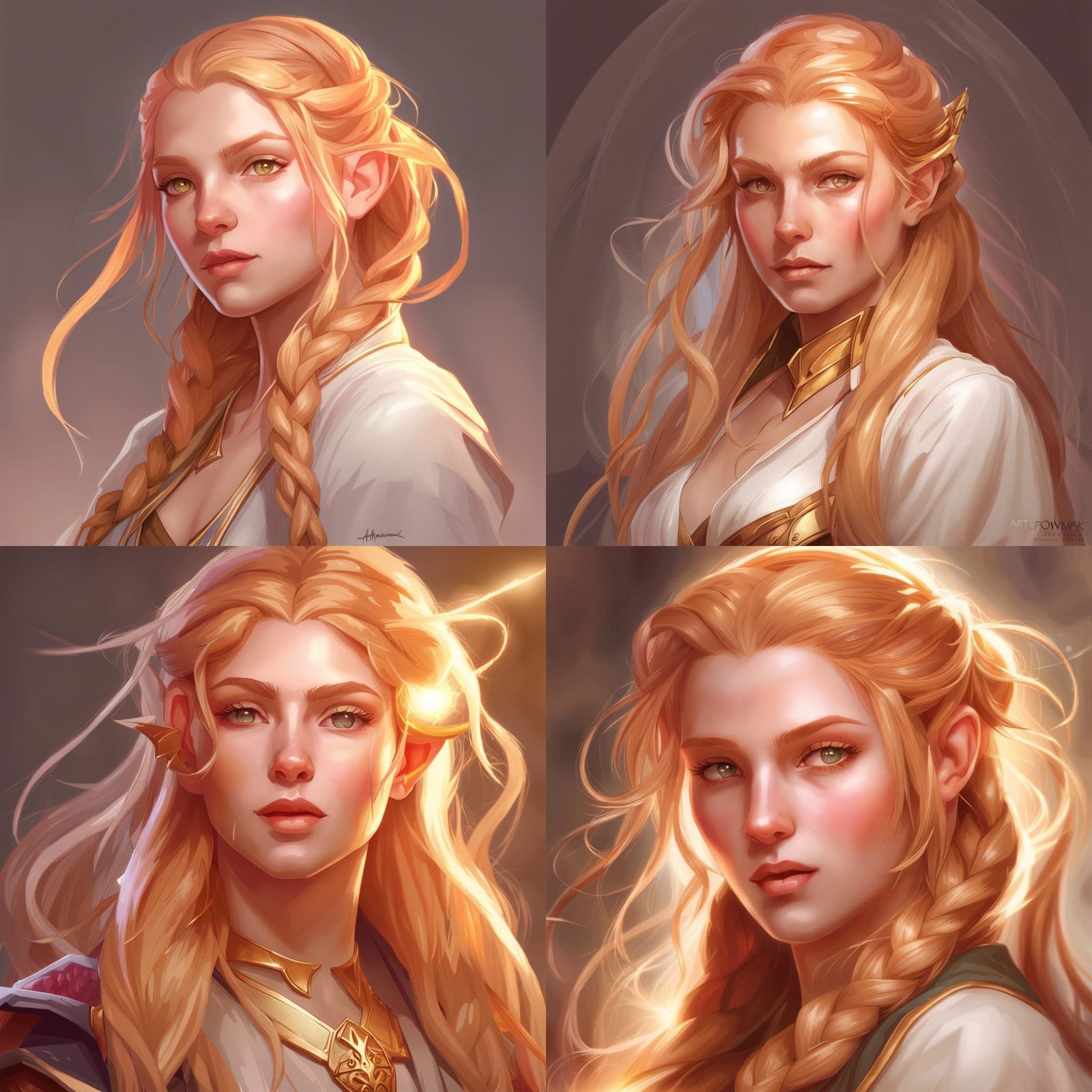 Fantasy Blonde Elf Wizard Portrait in Digital Art Style
