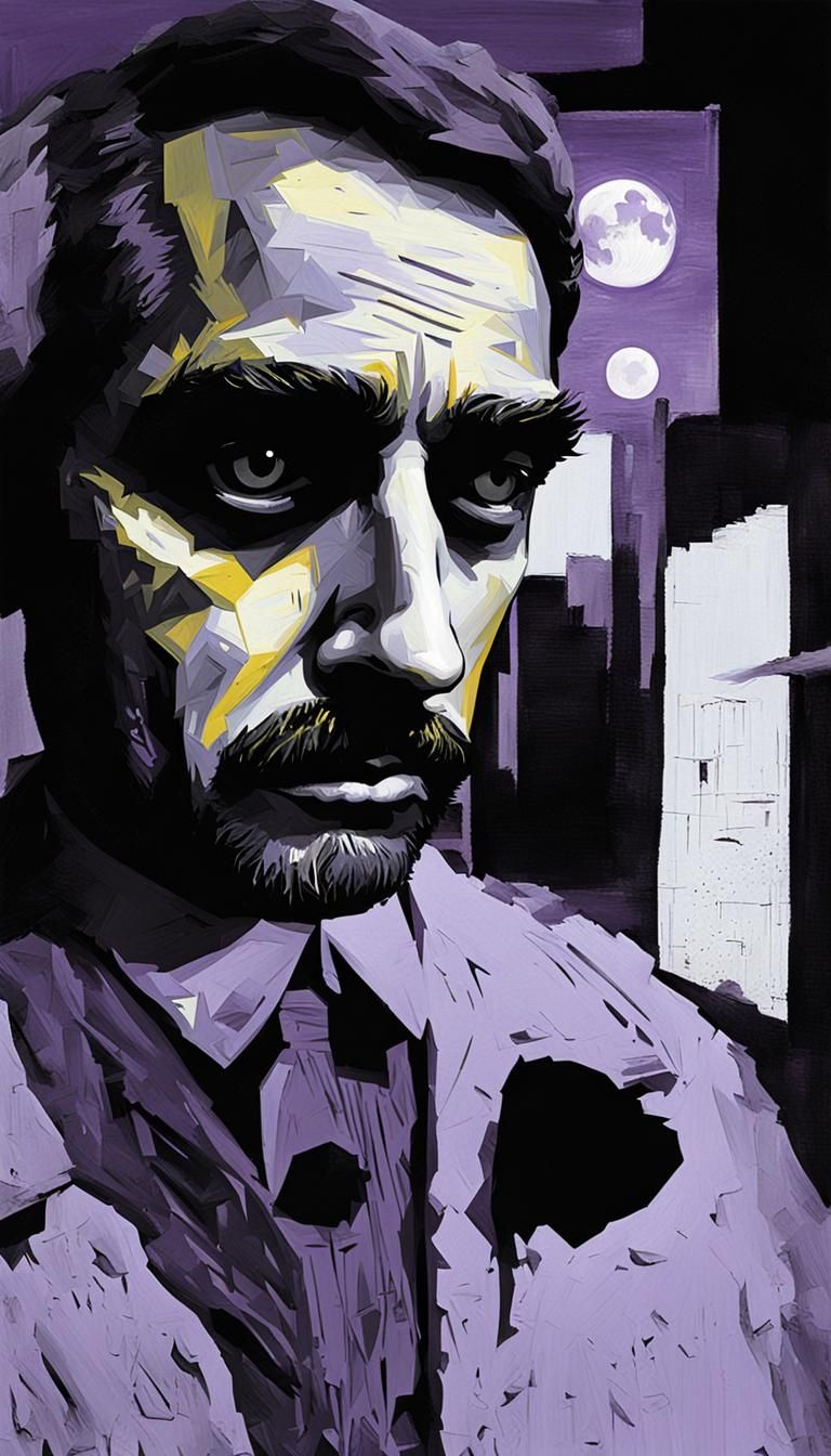 Surreal Moonscape in Film Noir Style