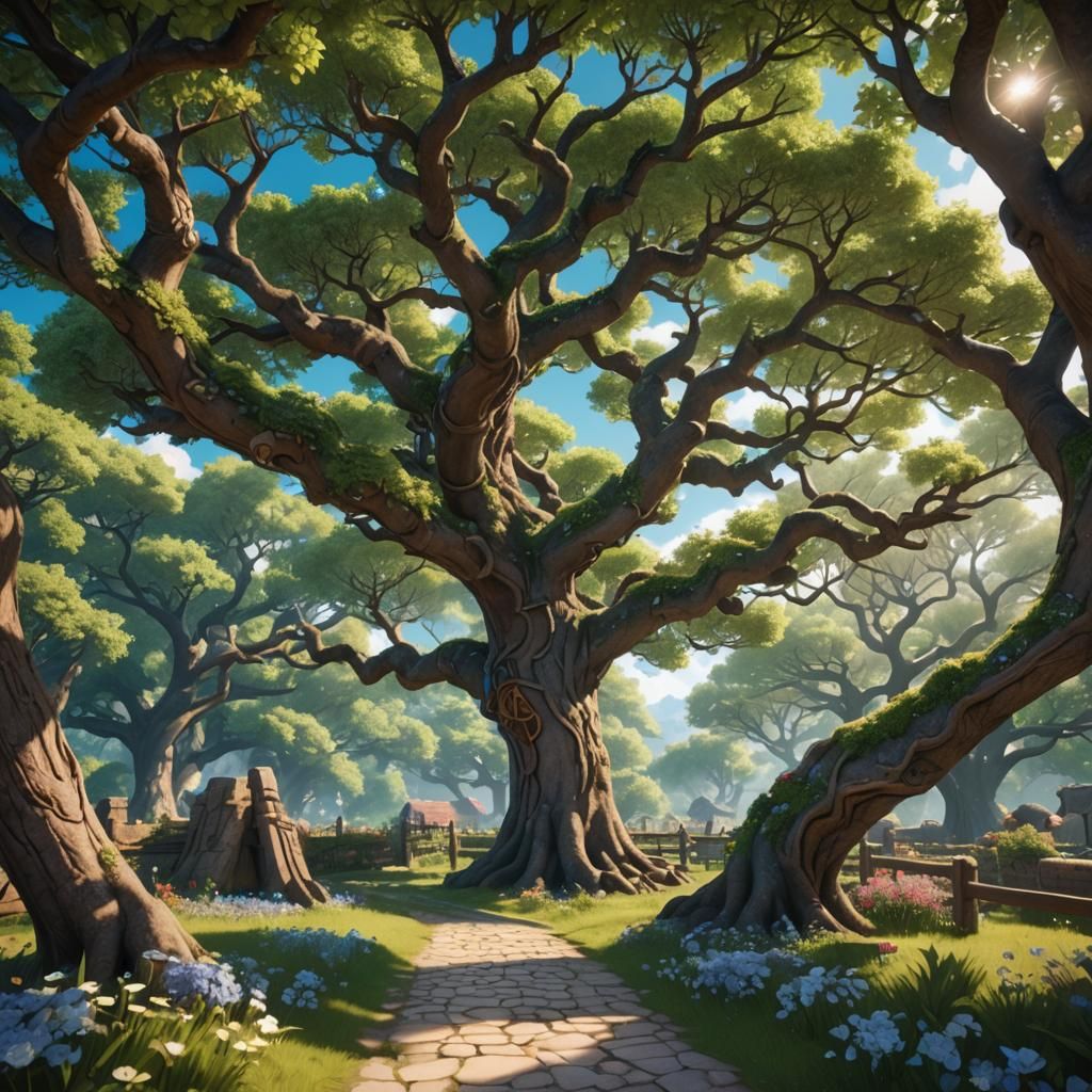 Medieval Shoujo Scenery with Tree of Life