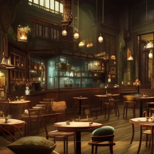 Epic Cinematic Cafe Digital Matte Painting