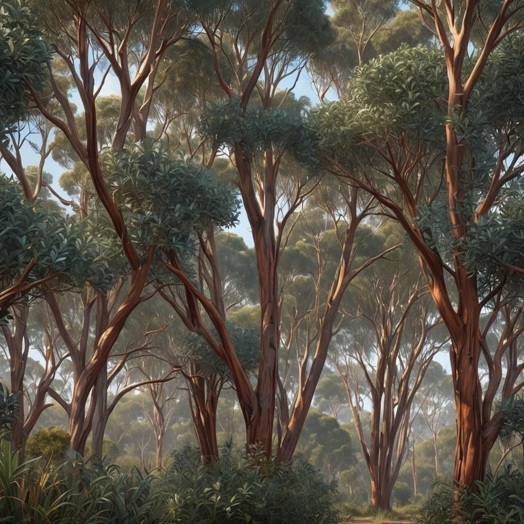 Australian Eucalyptus Trees in Detailed Matte Painting