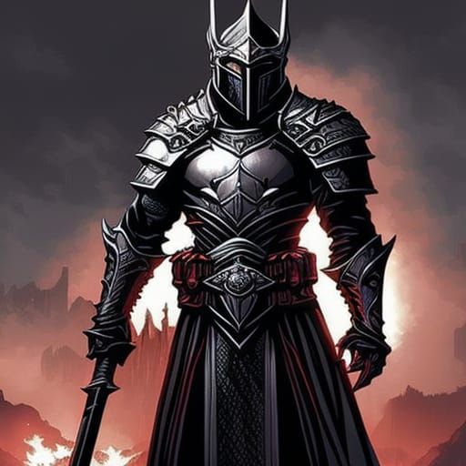 Grimdark Unholy Paladin in Crimson Armor on Roses