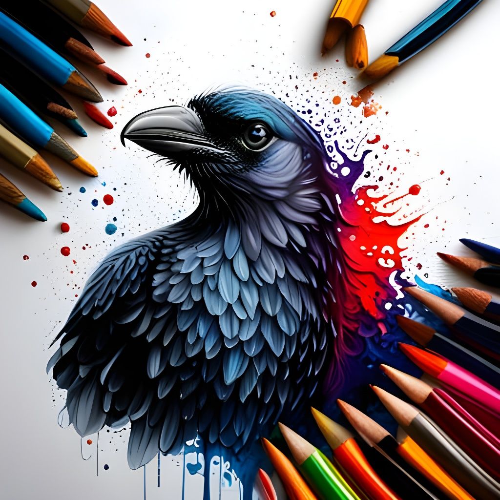 Graffiti Crow in Colorful Splash Art Style