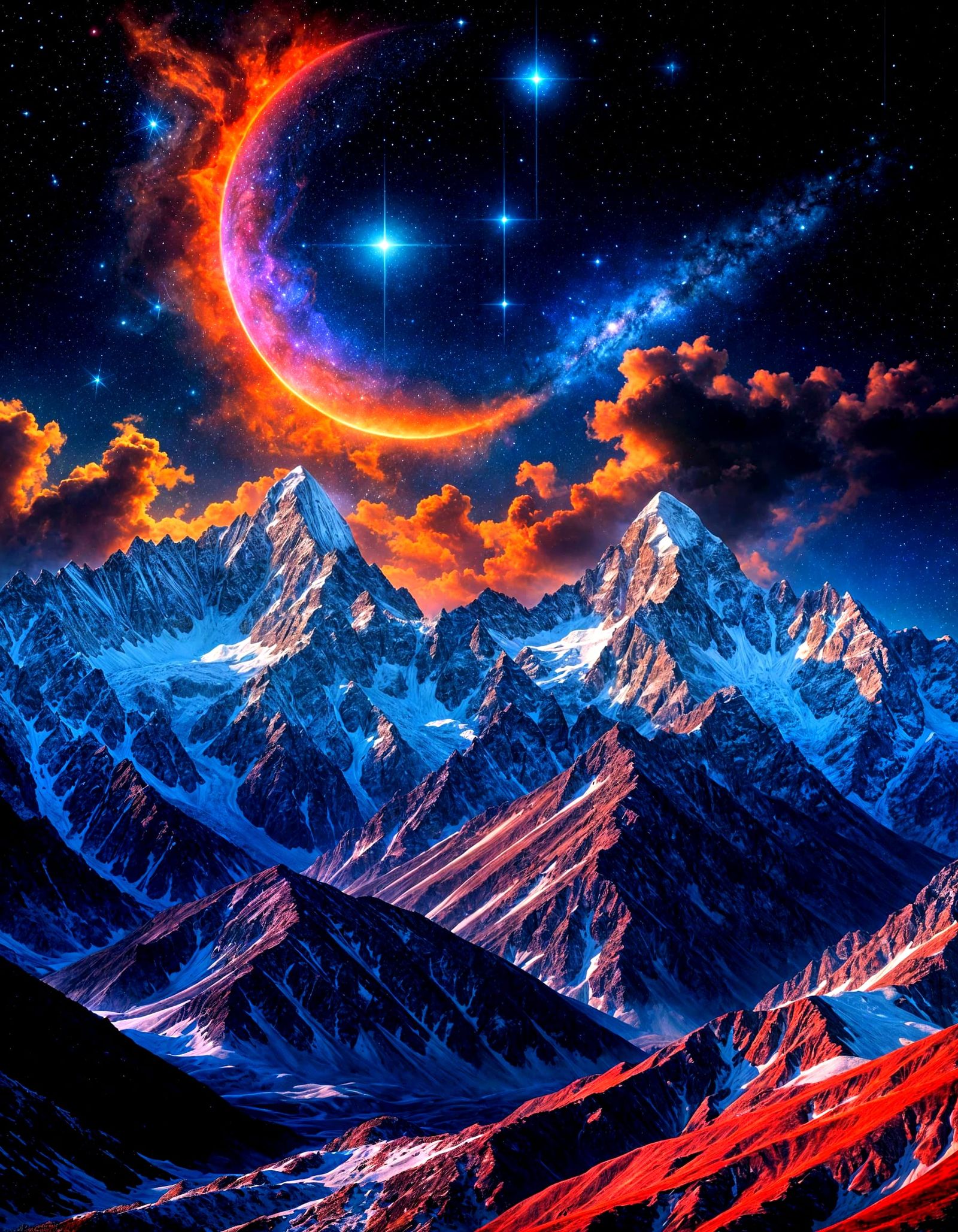 Celestial Himalayan Majesty in Stardust Texturing