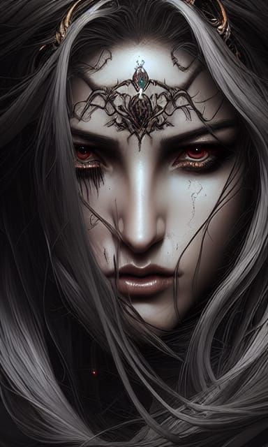Sinister Goddess Portrait in Hyper-Realistic Digital Art
