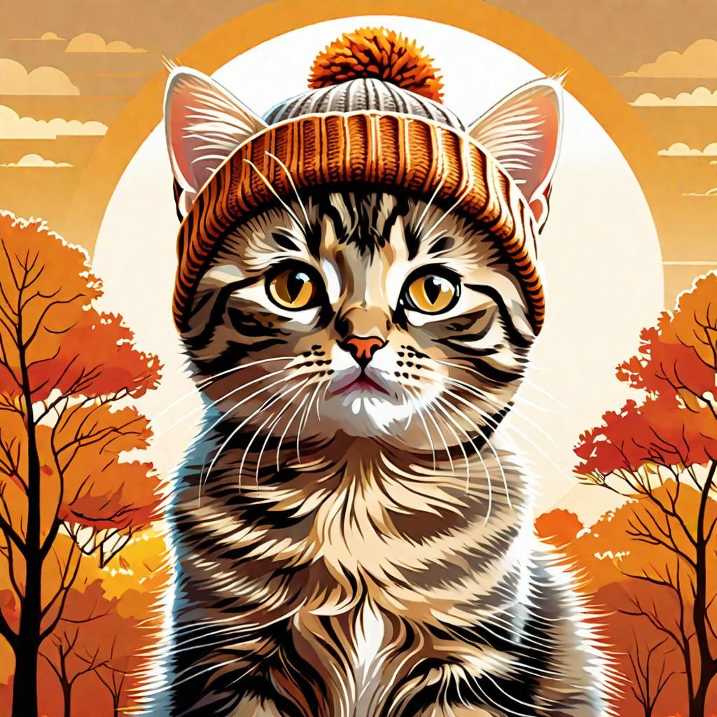Tabby Kitten in Beanie: Autumn Graphic Novel