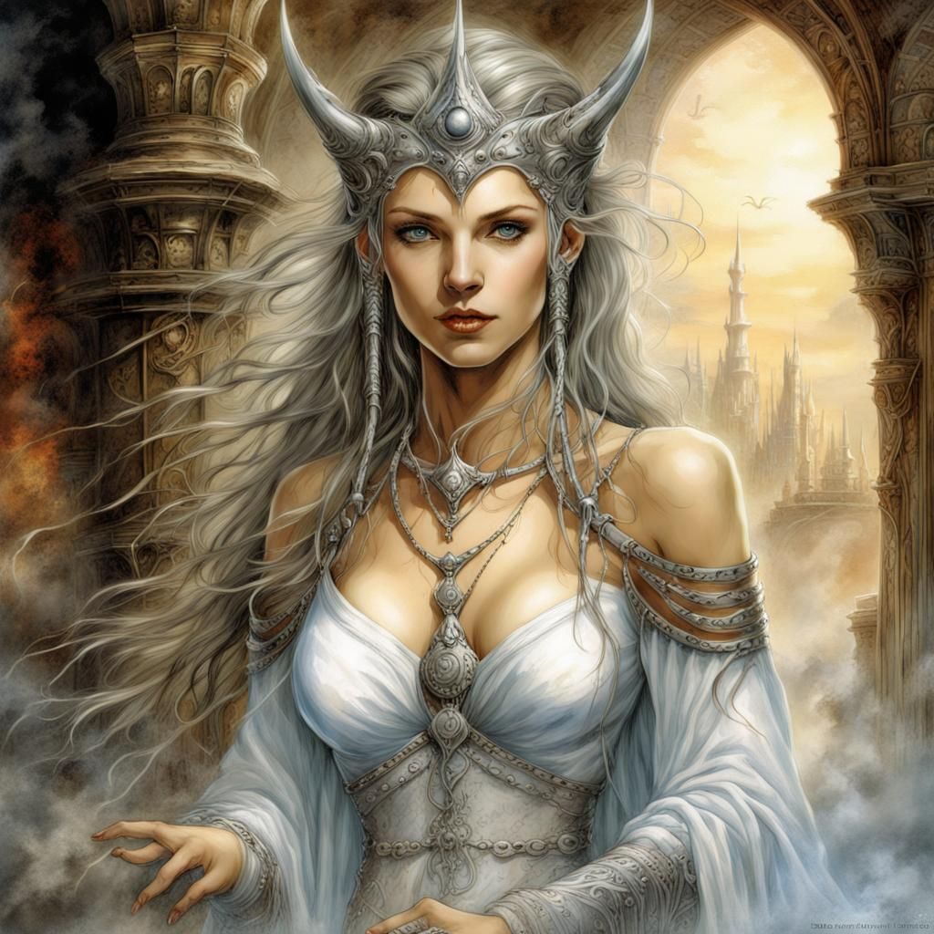 Ethereal Sorceress Queen Portrait in Fantasy Style