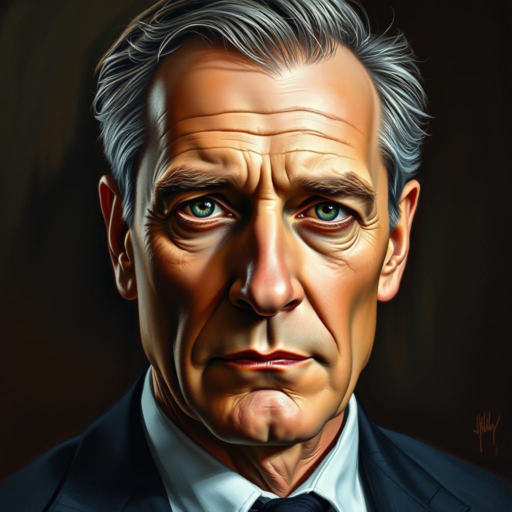 Chiaroscuro Oil Portrait of a Distinguished Gentleman