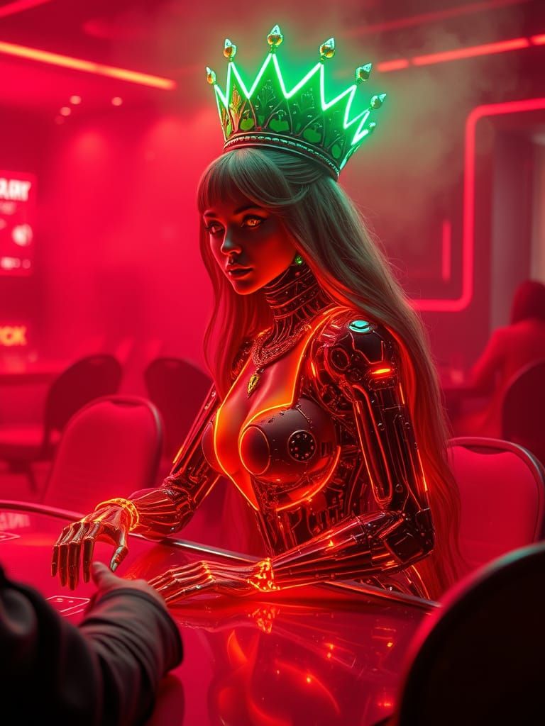 A Queen of hearts in Cyberpunk Casino
