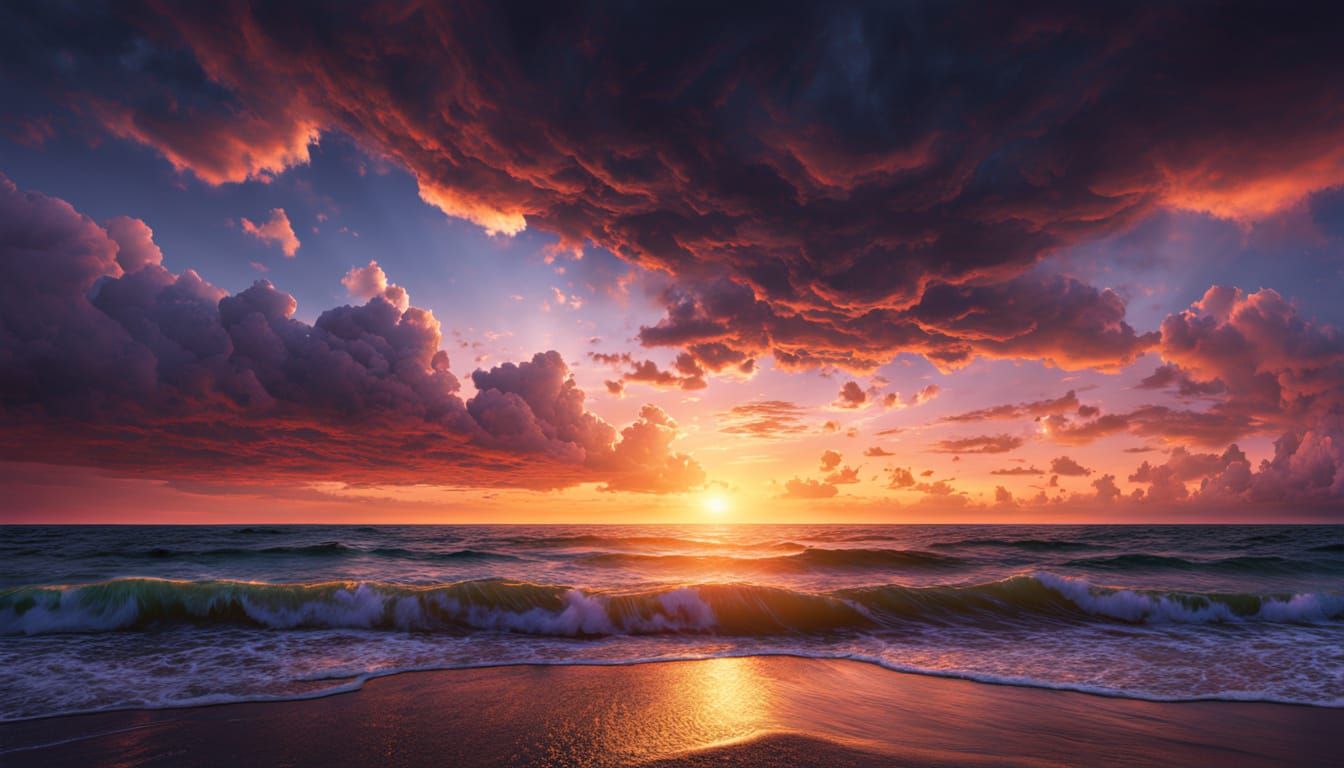 Epic Cinematic Sunset Over Churning Sea