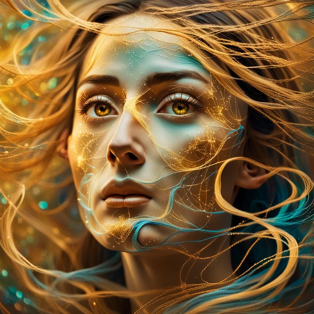 Surreal Cosmic Fusion: A Dreamlike Portrait