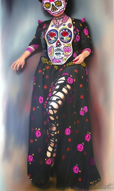 Art Nouveau Día de los Muertos Portrait