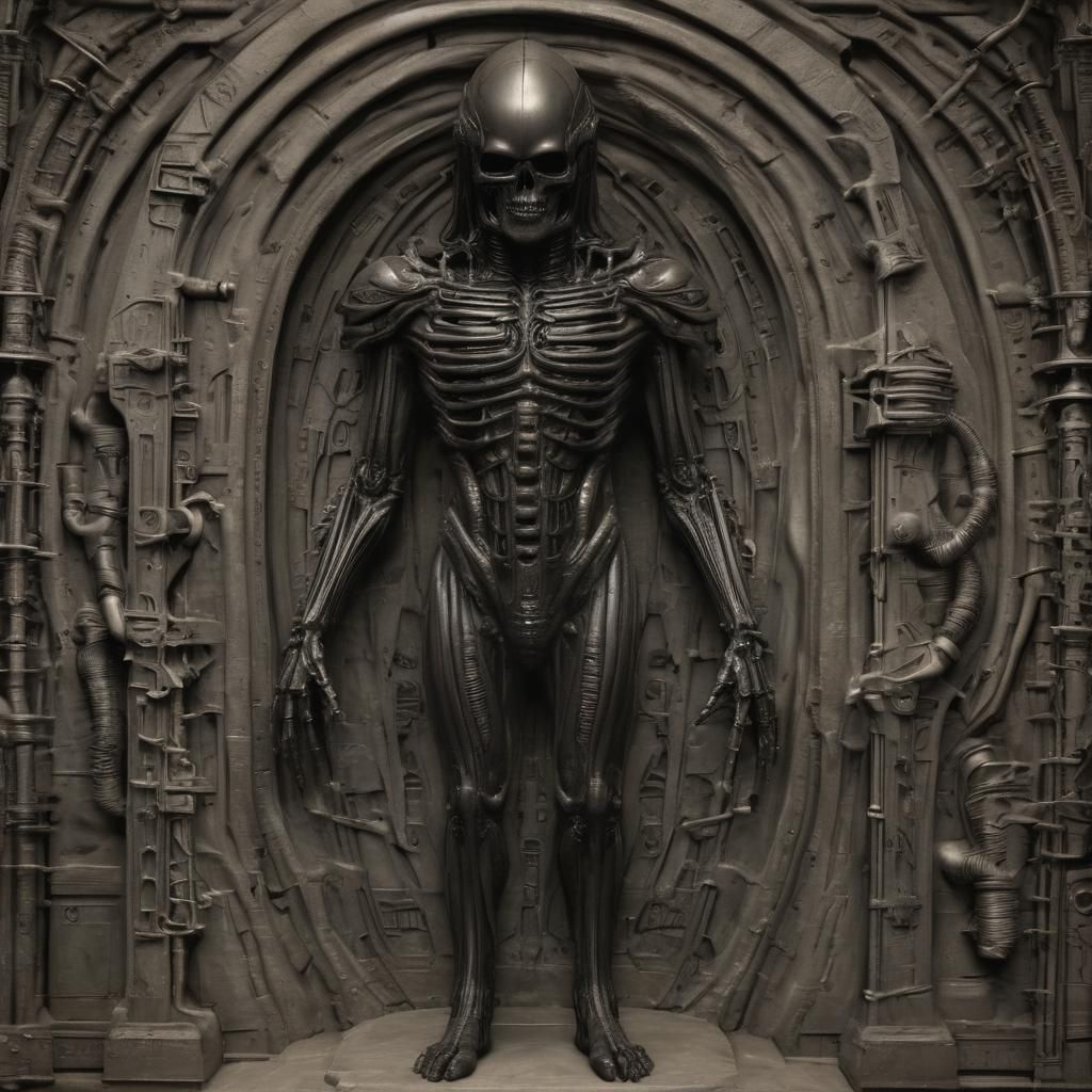 Grimdark Image in Biomechanical Style