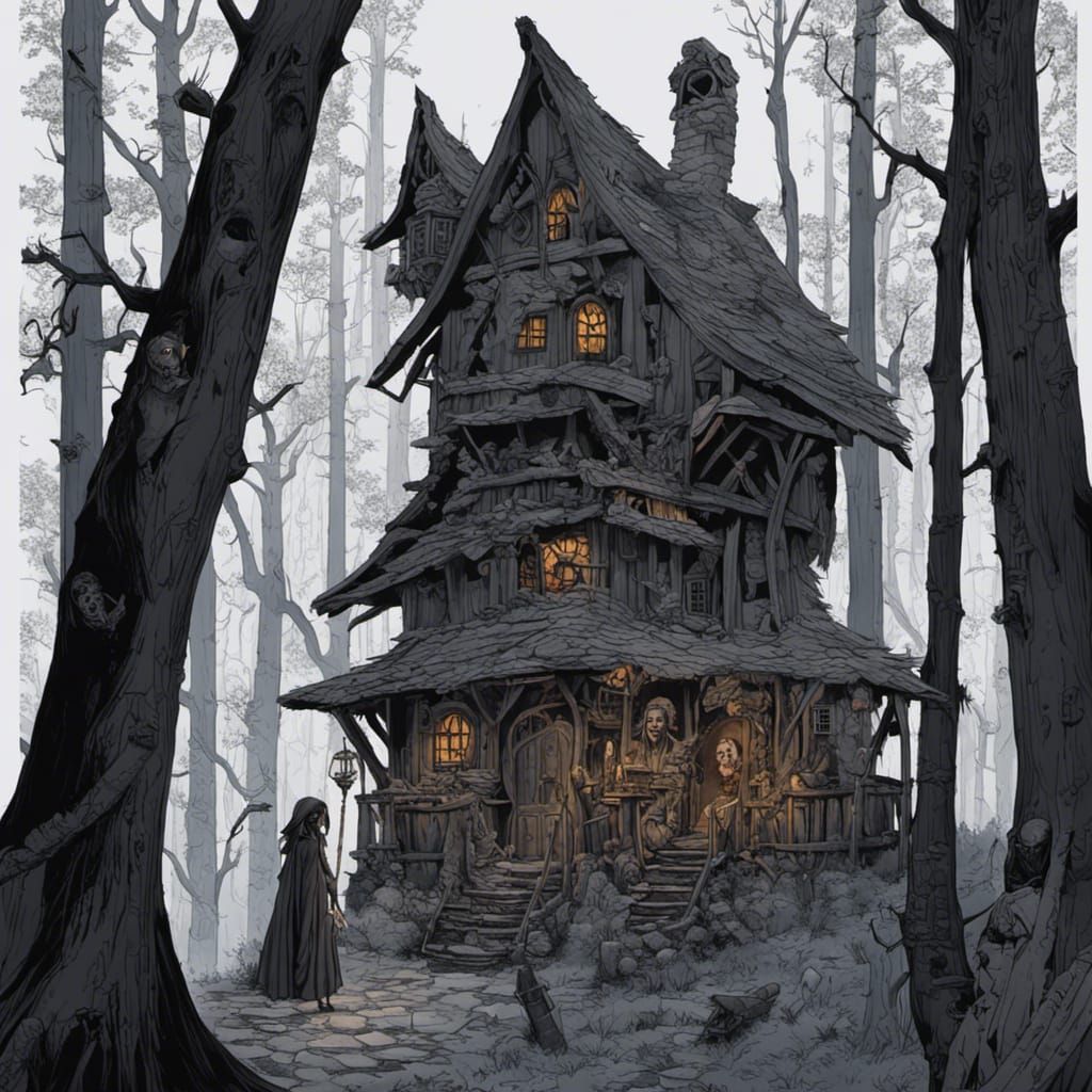 Baba Yaga's Mysterious Home, Dark Fantasy Art