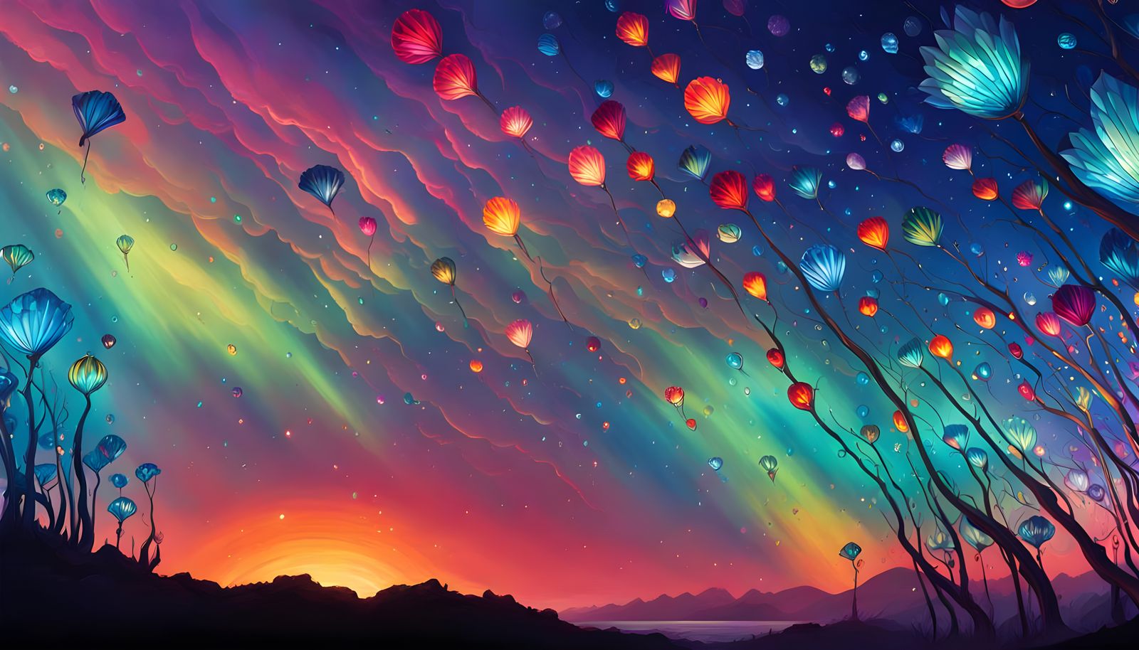 Bioluminescent Stained-Glass Digital Art in 8K