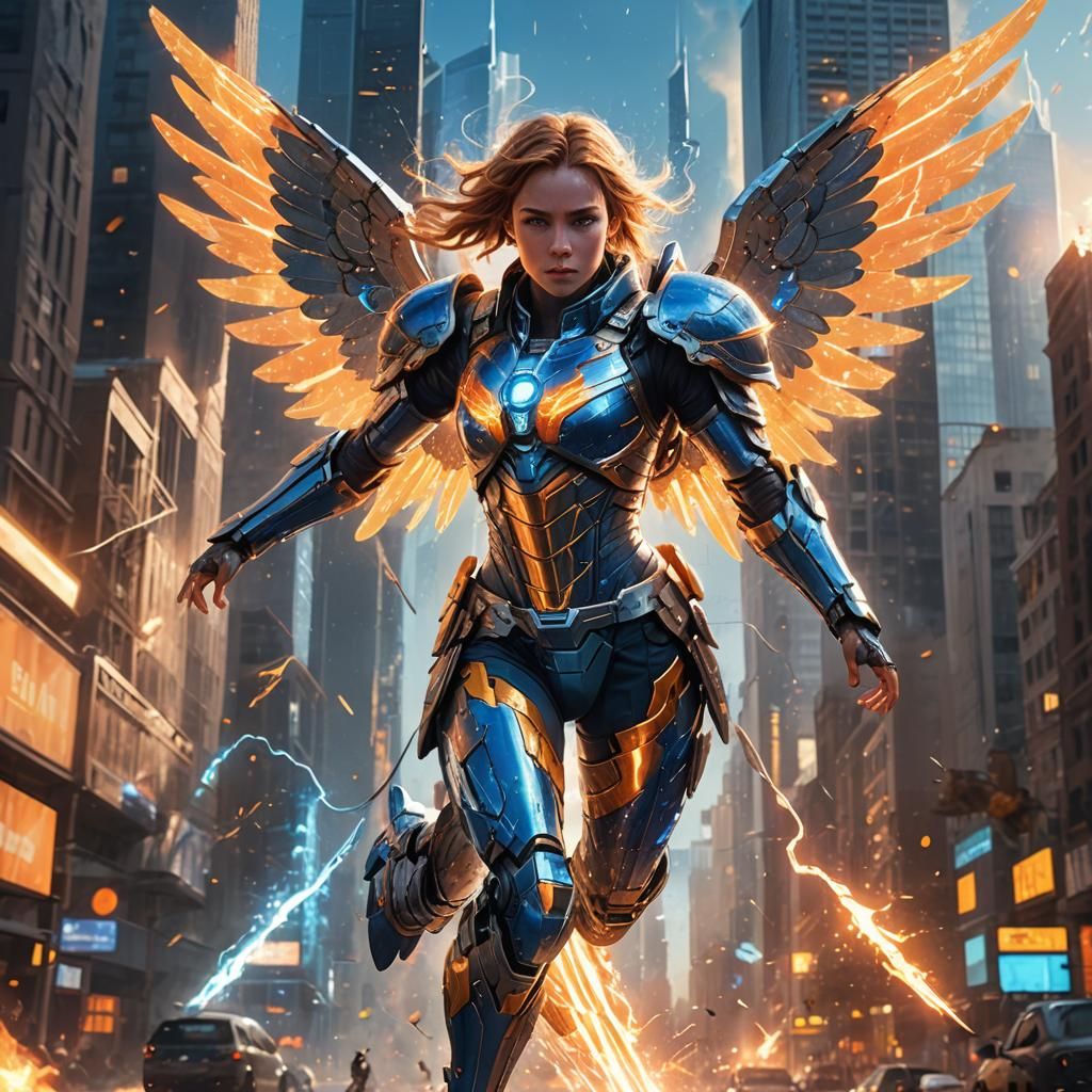 Angelic Hero Battles Monster Through Time Portal