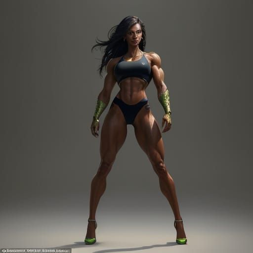 Fit Woman Posing on Grassy Plain in Golden Hour Light