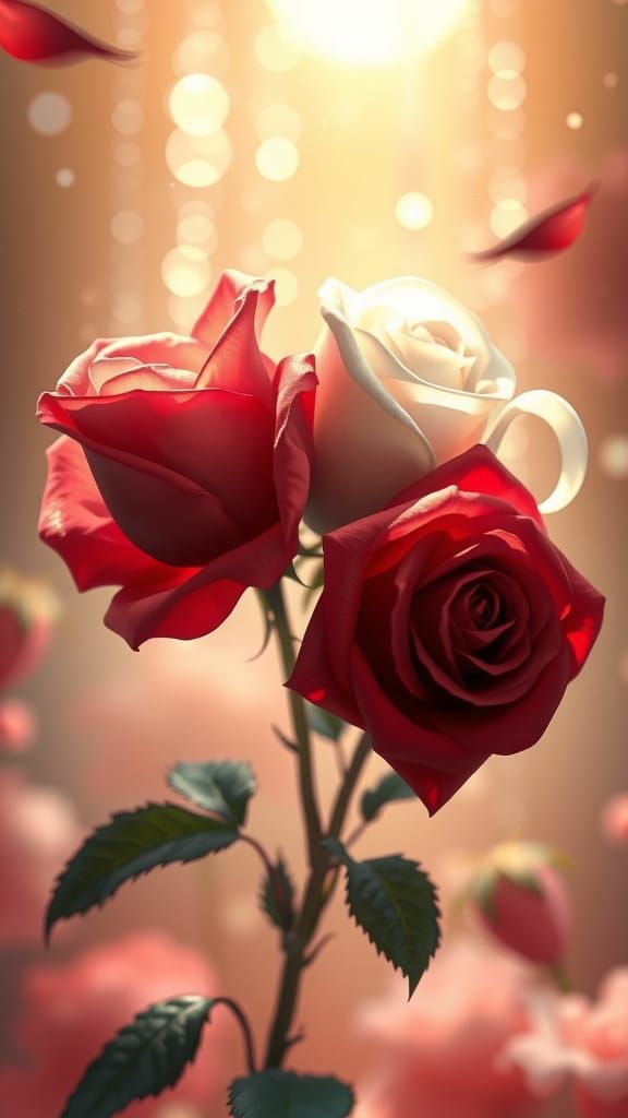 Dancing Roses in Dreamy Digital Painting Style