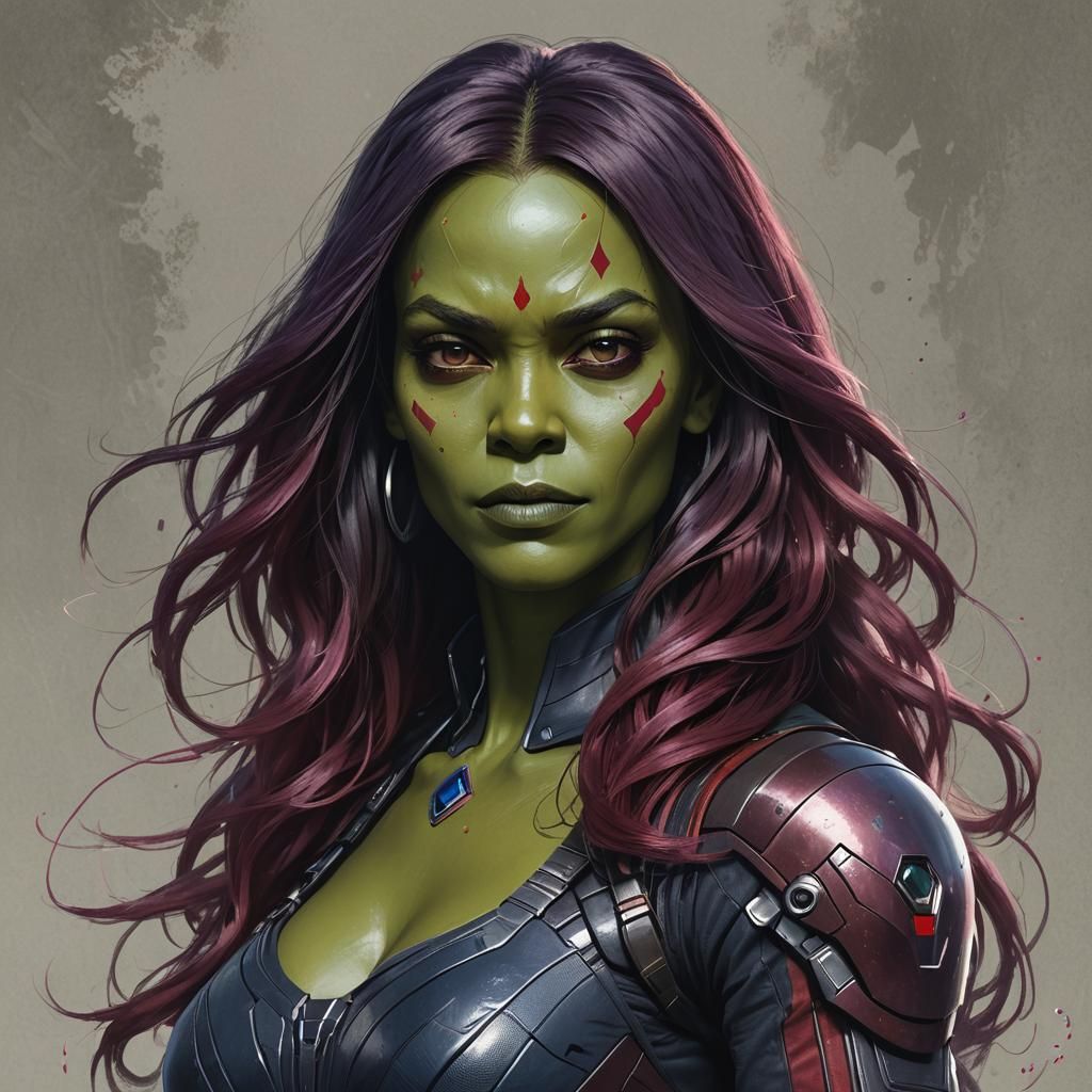 Gamora Portrait in Art Nouveau Style