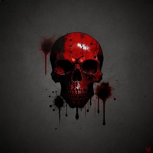 Dark Cyberpunk Skull Logo with Bloodstains