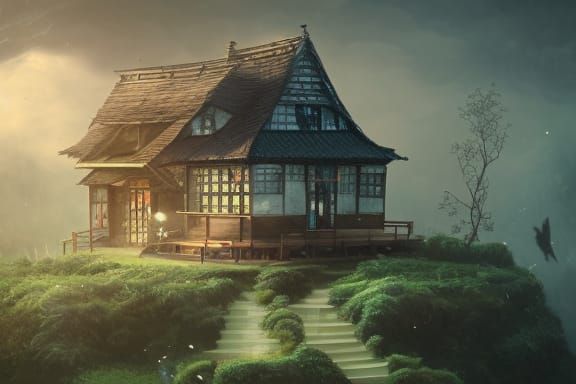 Hut on top of mountain.