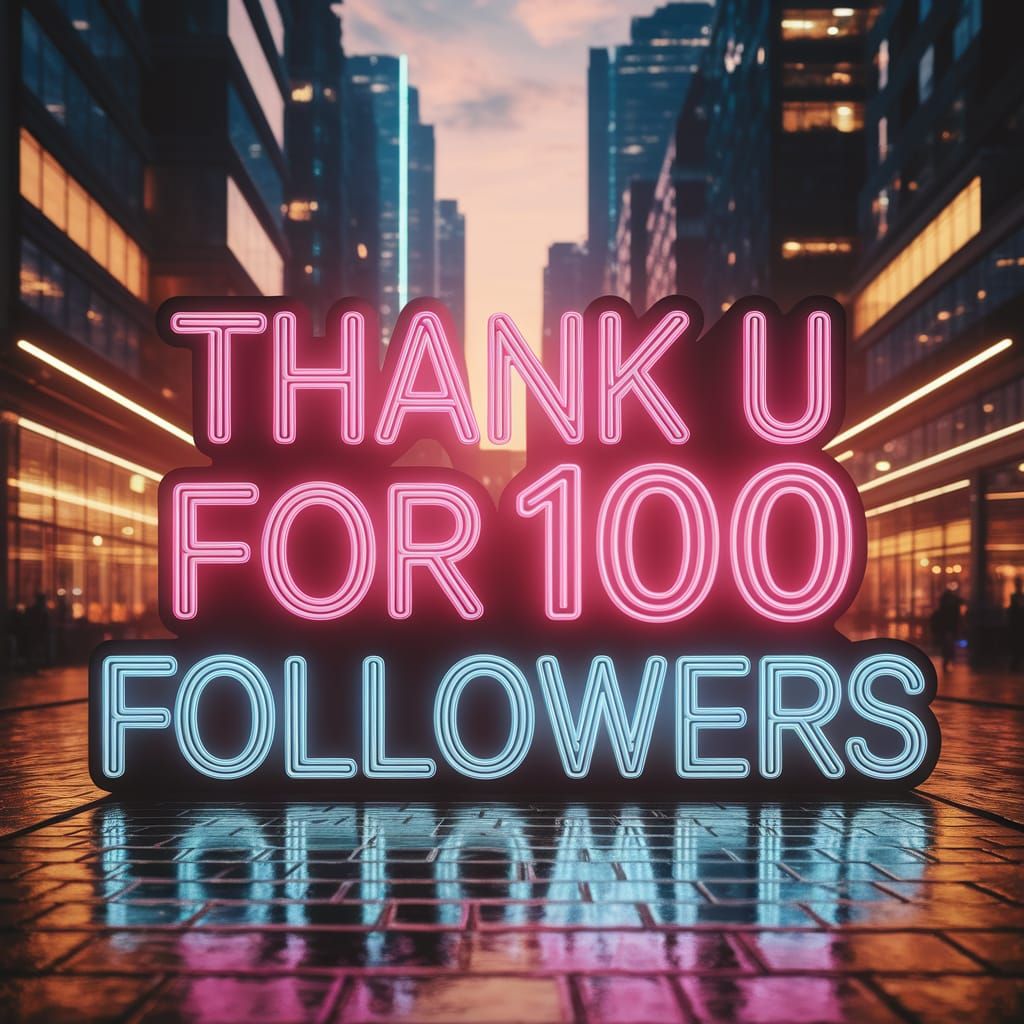 Neon Cityscape Celebrates 100 Followers
