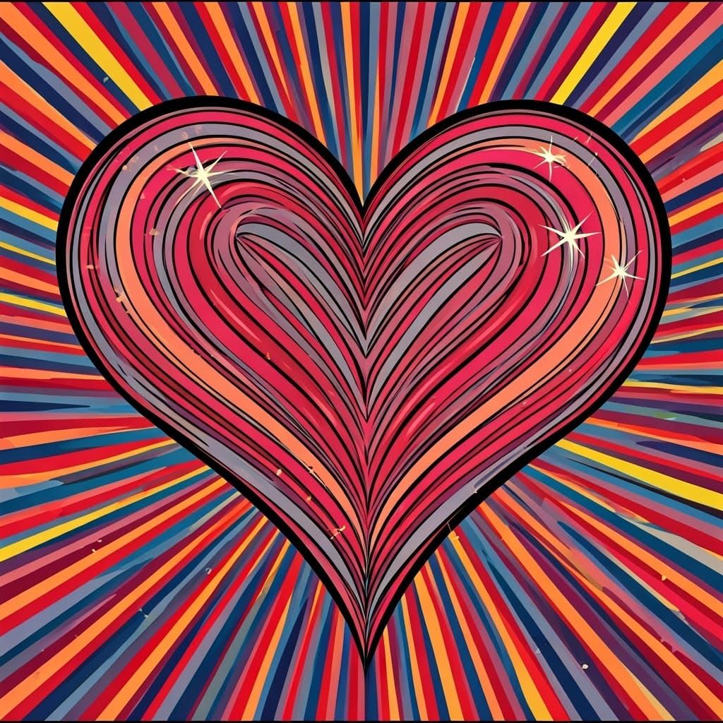 Pop Art Love-Heart with Twinkling Stars
