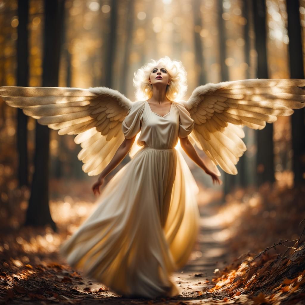 Lady Gaga Angel in Forest, Vermeer Style