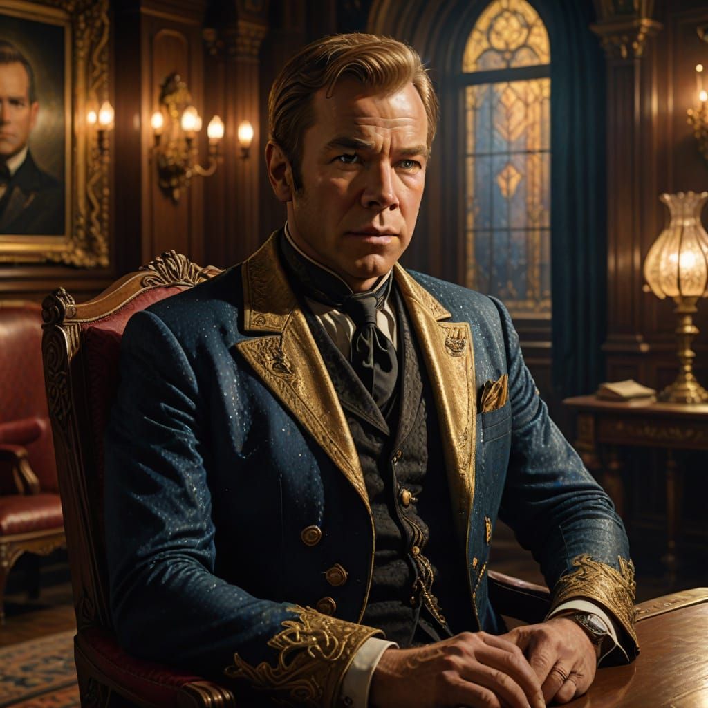 Victorian Captain Kirk Portrait with Gothic and Cosmic Eleme...