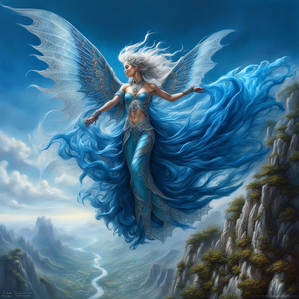 Air Elemental Casting Magic in Fantasy Art Style