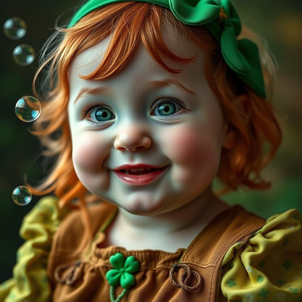 Smiling Redhead Baby Portrait in Hyperrealism Style