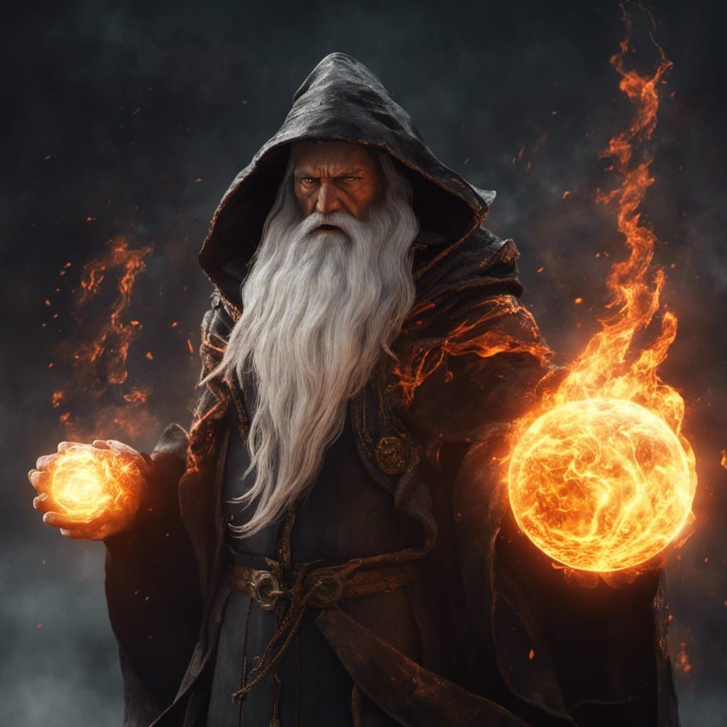 wizard casting a Fireball