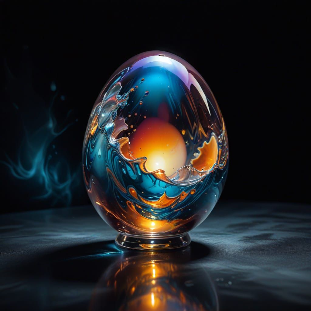 Ethereal Glass Egg in Soft Focus Oil Painting