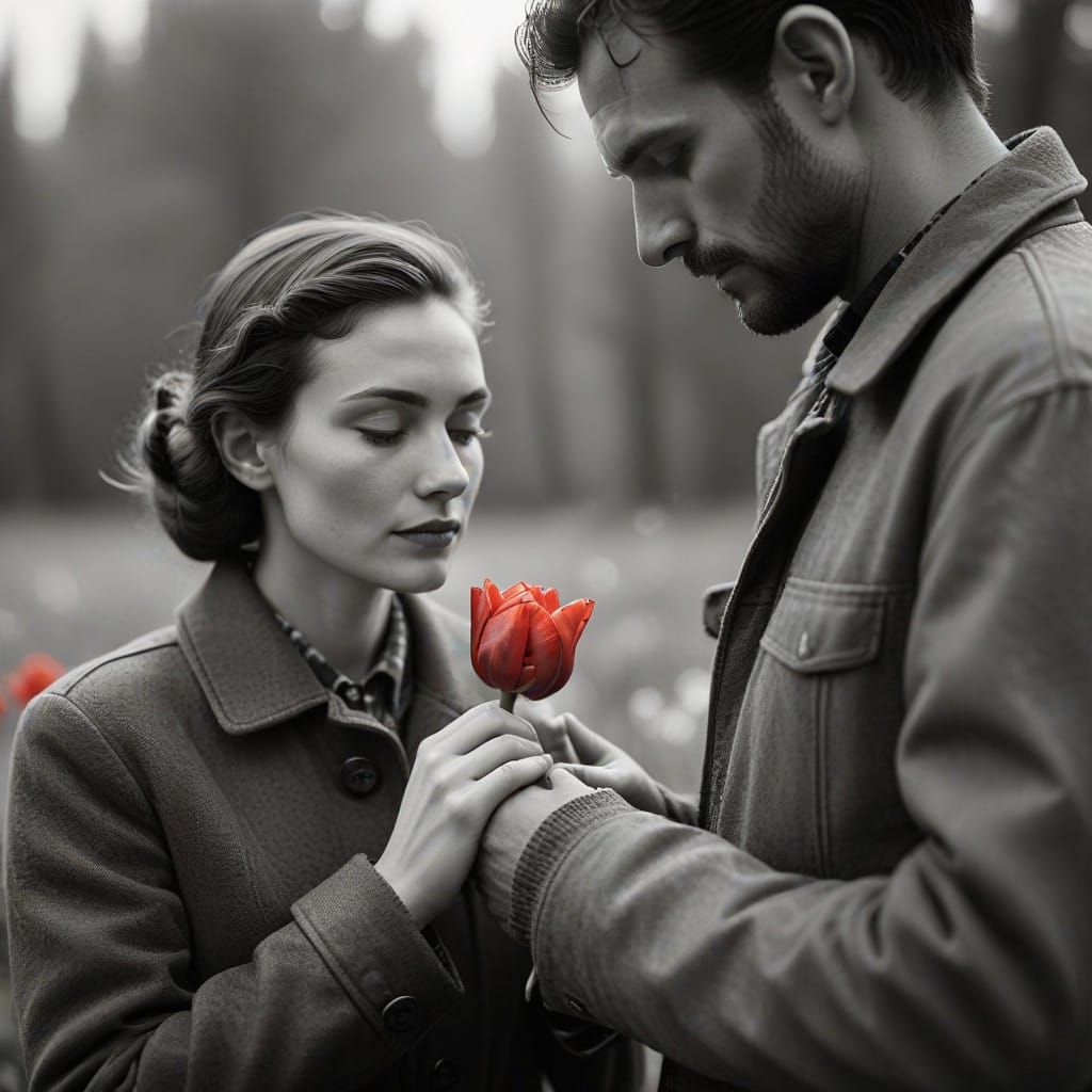 A Tender Moment in Monochrome